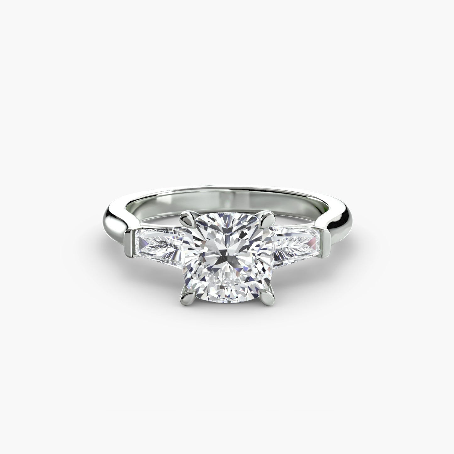 (랩다이아몬드 / 랩그로운 다이아몬드) Three-Stone Ring (Baguette Side Stones)