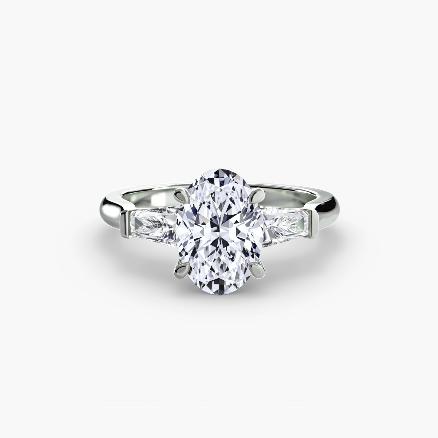 (랩다이아몬드 / 랩그로운 다이아몬드) Three-Stone Ring (Baguette Side Stones)