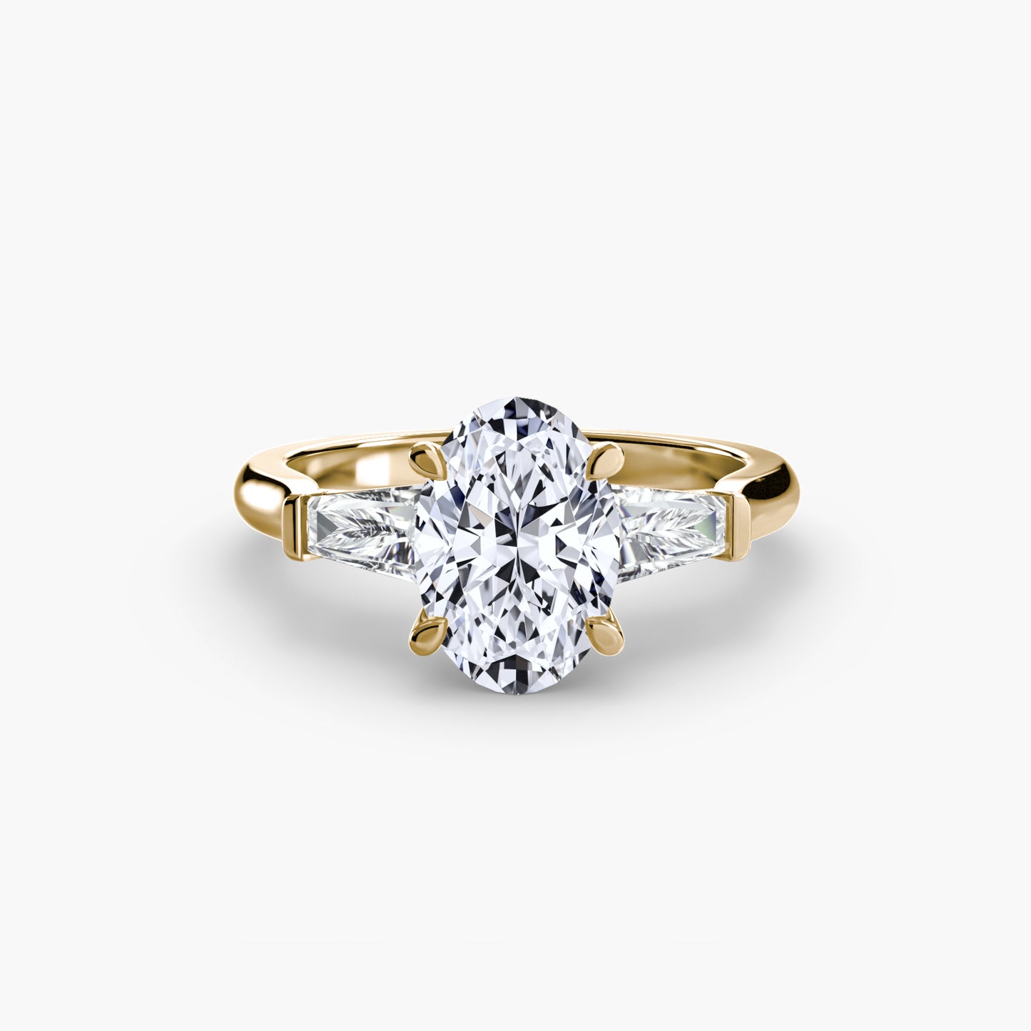 (랩다이아몬드 / 랩그로운 다이아몬드) Three-Stone Ring (Baguette Side Stones)