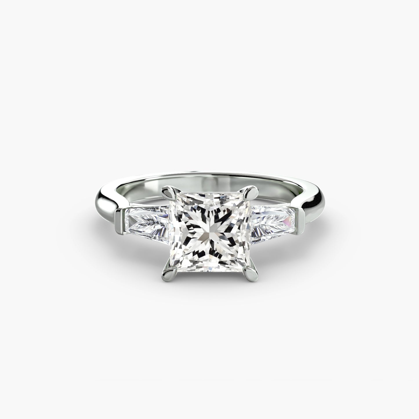 (랩다이아몬드 / 랩그로운 다이아몬드) Three-Stone Ring (Baguette Side Stones)