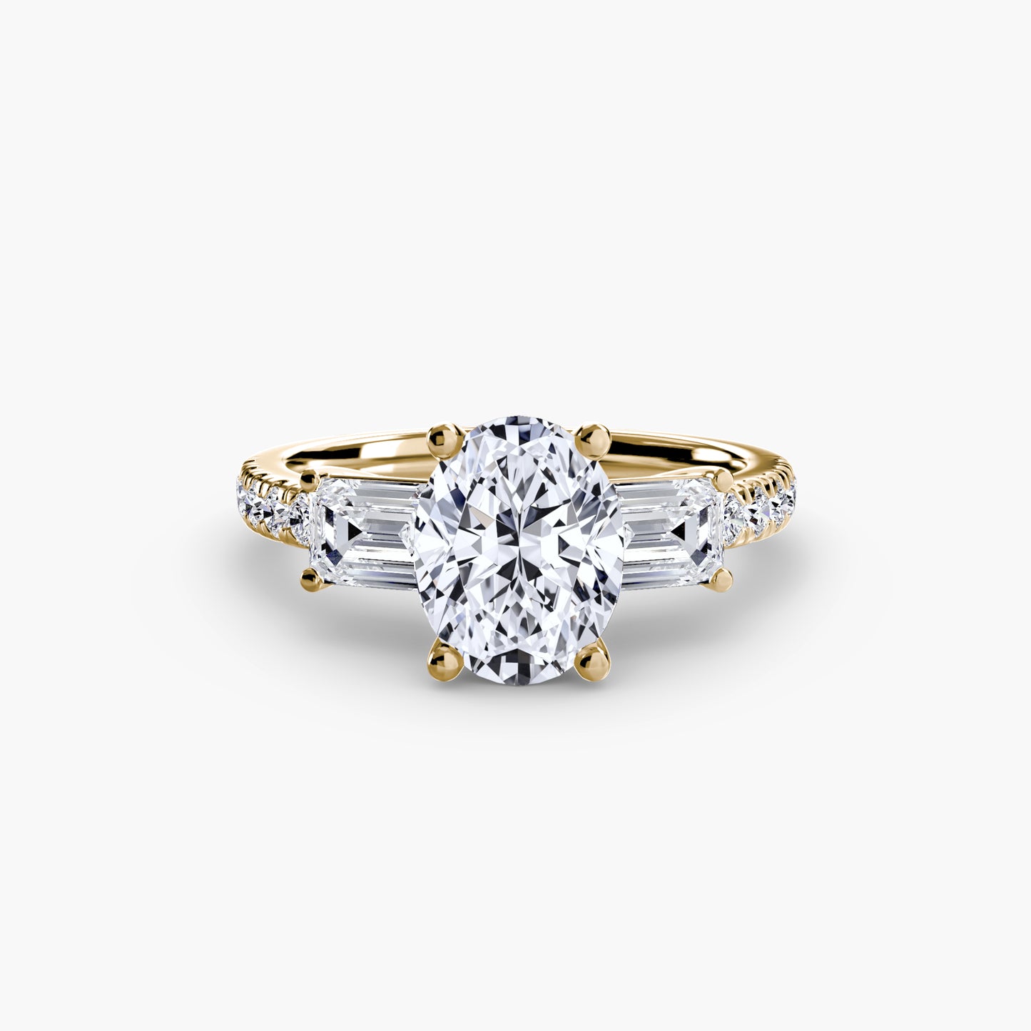 (랩다이아몬드 / 랩그로운 다이아몬드) Three-Stone Ring with Pavé Band 4