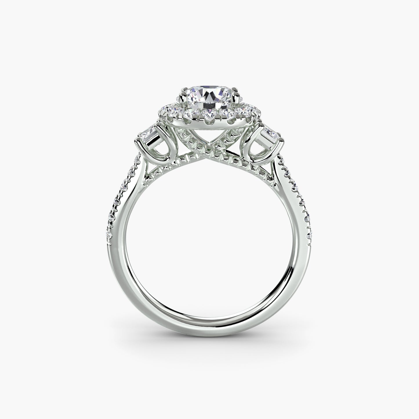 (랩다이아몬드 / 랩그로운 다이아몬드) Three-Stone Ring with Halo 2