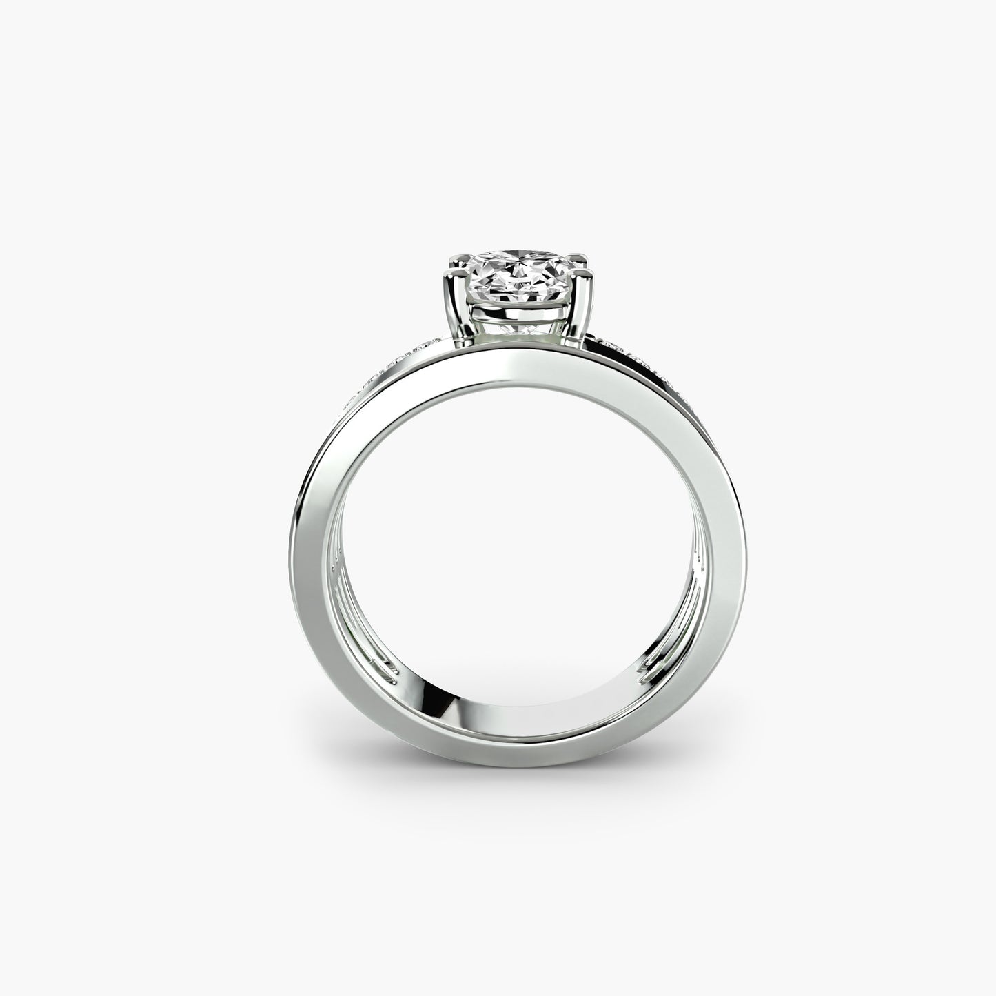 (랩다이아몬드 / 랩그로운 다이아몬드) Wide Band Solitaire with Pavé Band